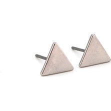 Solfera Mat Gri Renkli Üçgen Şekilli Erkek Kadın Küpe E878