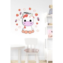 Msticker Sevimli Inek ve Çilekler Çocuk Bebek Odası Sticker