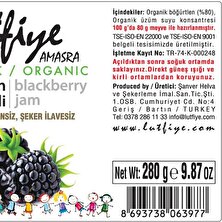 Lütfiye Lutfiye Organik Böğürtlen Reçeli 280 gr