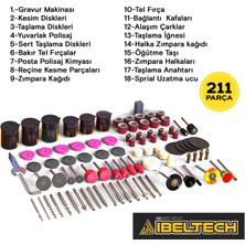İbeltech Emsa Gravür Oyma Makinesi Dremel Taşlama Zımpara Kesme Seti 211 Parça+Hortumlu
