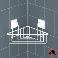 Tekno-tel Teknotel Delme Vida Matkap Yok! Easyfıx Yapışkanlı Tek Katlı Banyo Köşe Rafı Beyaz EF251
