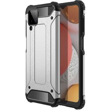 kilifone - Samsung Galaxy A12 - Kılıf Çift Katman Zırh Tank Crash Military Kapak - Gri - T15817
