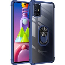 Tekno Grup Samsung Galaxy M51 Kılıf Korumalı Yüzüklü Standlı Mola Kapak Lacivert