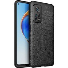Tekno Grup Xiaomi Mi 10T Kılıf Ultra Korumalı Deri Desenli Lüx Niss Silikon Kılıf + Tam Kaplayan 6d Nano Ekran Koruyucu Siyah
