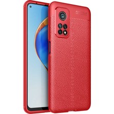 Tekno Grup Xiaomi Mi 10T Kılıf Ultra Korumalı Deri Desenli Lüx Niss Silikon Kılıf + Tam Kaplayan 6d Nano Ekran Koruyucu Kırmızı