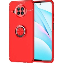 Tekno Grup Xiaomi Mi 10T Lite Kılıf Ultra Korumalı Yüzüklü Manyetik Ravel Silikon + Tam Kaplayan 6d Nano Ekran Koruyucu Kırmızı