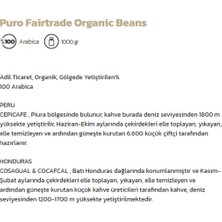 Puro Bio Organik Çekirdek Kahve 1kg Fairtrade Beans