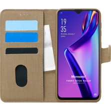 Microsonic Oppo A12 Kılıf Fabric Book Wallet Gold