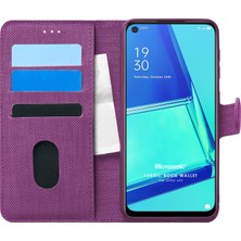 Microsonic Oppo A92 Kılıf Fabric Book Wallet Mor