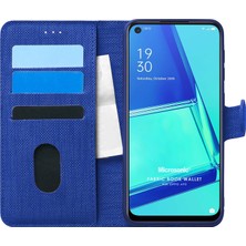 Microsonic Oppo A92 Kılıf Fabric Book Wallet Lacivert