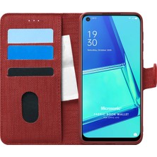 Microsonic Oppo A92 Kılıf Fabric Book Wallet Kırmızı