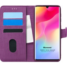 Microsonic Xiaomi Mi Note 10 Lite Kılıf Fabric Book Wallet Mor