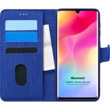 Microsonic Xiaomi Mi Note 10 Lite Kılıf Fabric Book Wallet Lacivert