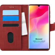 Microsonic Xiaomi Mi Note 10 Lite Kılıf Fabric Book Wallet Kırmızı