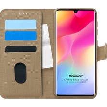 Microsonic Xiaomi Mi Note 10 Lite Kılıf Fabric Book Wallet Gold