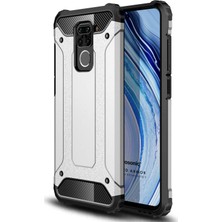 Microsonic Xiaomi Redmi Note 9 Kılıf Rugged Armor Gümüş