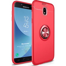 Microsonic Samsung Galaxy J7 Pro Kılıf Kickstand Ring Holder Kırmızı