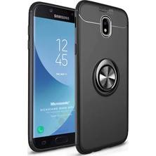 Microsonic Samsung Galaxy J7 Pro Kılıf Kickstand Ring Holder Siyah