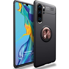 Microsonic Huawei P30 Pro Kılıf Kickstand Ring Holder Siyah Rose