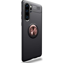 Microsonic Huawei P30 Pro Kılıf Kickstand Ring Holder Siyah Rose