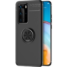 Microsonic Huawei P40 Pro Kılıf Kickstand Ring Holder Siyah