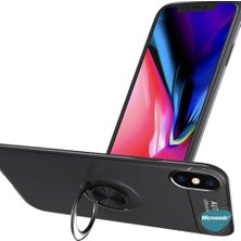 Microsonic Apple iPhone XS Kılıf Kickstand Ring Holder Siyah Rose