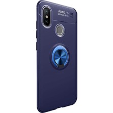 Microsonic Xiaomi Redmi Note 6 Pro Kılıf Kickstand Ring Holder Lacivert