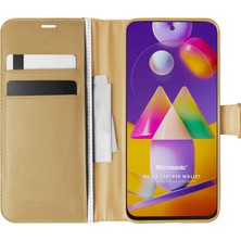 Microsonic Samsung Galaxy M31s Kılıf Delux Leather Wallet Gold