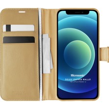 Microsonic Apple iPhone 12 Mini Kılıf Delux Leather Wallet Gold