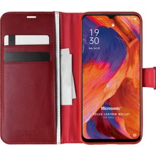 Microsonic Oppo A73 Kılıf Delux Leather Wallet Kırmızı