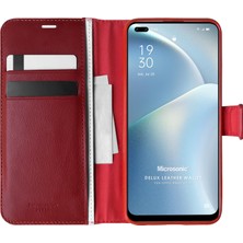 Microsonic Oppo Reno 4 Lite Kılıf Delux Leather Wallet Kırmızı