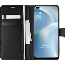 Microsonic Oppo Reno 4 Lite Kılıf Delux Leather Wallet Siyah