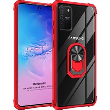 Microsonic Samsung Galaxy S10 Lite Kılıf Grande Clear Ring Holder Kırmızı