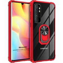 Microsonic Xiaomi Mi Note 10 Lite Kılıf Grande Clear Ring Holder Kırmızı