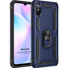 Microsonic Xiaomi Redmi 9A Kılıf Military Ring Holder Lacivert