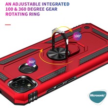 Microsonic Xiaomi Redmi 9C Kılıf Military Ring Holder Gümüş