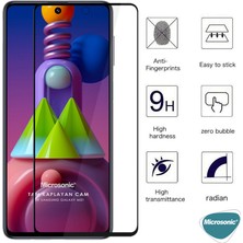 Microsonic Samsung Galaxy M51 Tam Kaplayan Temperli Cam Ekran Koruyucu Siyah