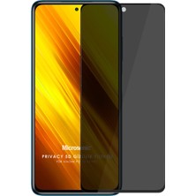 Microsonic Xiaomi Poco X3 NFC Privacy 5D Gizlilik Filtreli Cam Ekran Koruyucu Siyah