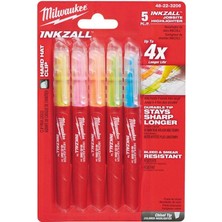 Milwaukee T48223206 Ağır Hizmet Tipi Inkzall™ Fosforlu İşaretleyici Set 5'li