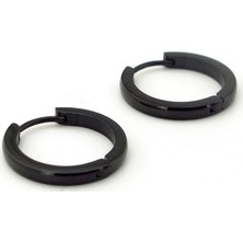 Solfera Büyük Boy 20 mm Halka Siyah Çelik Halka Küpe E837
