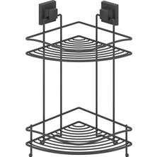 Tekno-tel Easyfıx Askılı 2 Katlı Banyo Köşe Rafı Mat Siyah EF253