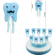 Süsle Bebek ve Parti Diş Buğdayı Simli Çubuk Süs, Mavi, 30 Adet