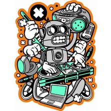 Sticker Atölyesi Robot Dj Sticker - 19096