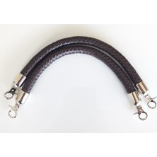 Angel Çanta Akssesuar Örme Çanta Sapı Kısa Gümüş Metalli Koyu Kahve