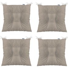 Tezkotekstil 4'lü Kombin Pofidik Kare Sandalye Minderi 40 x 40 cm Bej