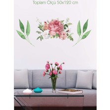 Msticker Pastel Renkli Çiçekler ve Yapraklar-Farklı Kullanıma UYGUN(50X120CM)