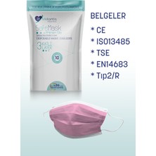 Melantis Medikal Meltblownlu + Tip 2r 3 Katlı Telli Cerrahi Maske 50 Adet Şeker Pembe