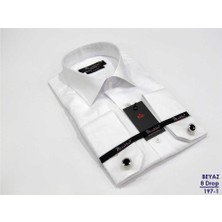 Dicotto Beyaz 8 Drop Micro Kumaş Kol Düğmeli Slim Fit Erkek Gömlek - 197-1