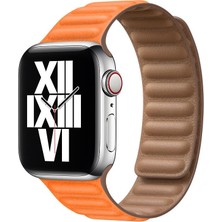 AktarMobile Apple Watch 42 mm 44 mm Uyumlu Baklalı Model Deri Kordon Mıknatıslı Deri Kayış Premium
