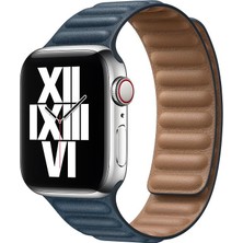 AktarMobile Apple Watch 38 mm 40 mm Uyumlu Baklalı Model Deri Kordon Mıknatıslı Deri Kayış Premium